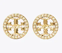 Damen Icon Pavé-Ohrstecker in Gold