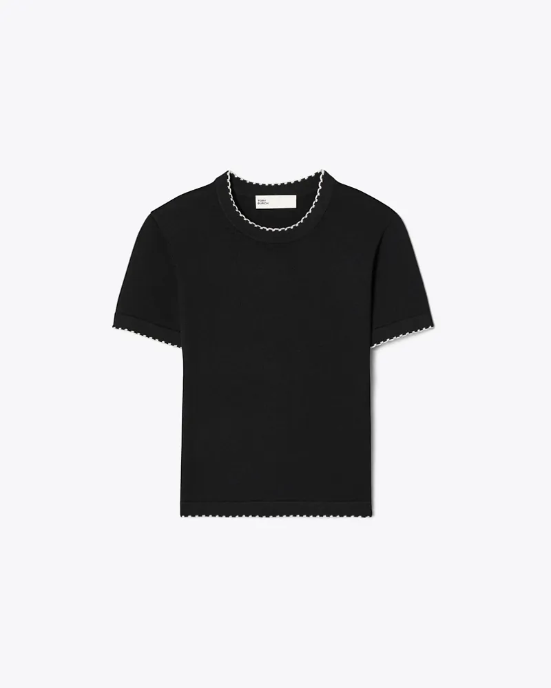Tory Burch Wolltop mit Wellenkante Black