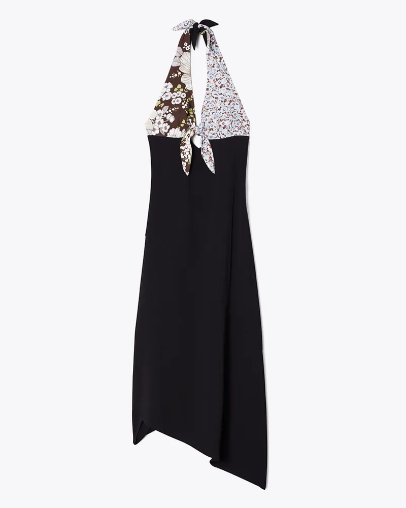 Tory Burch Crêpekleid mit Bindedetail am Rücken Black