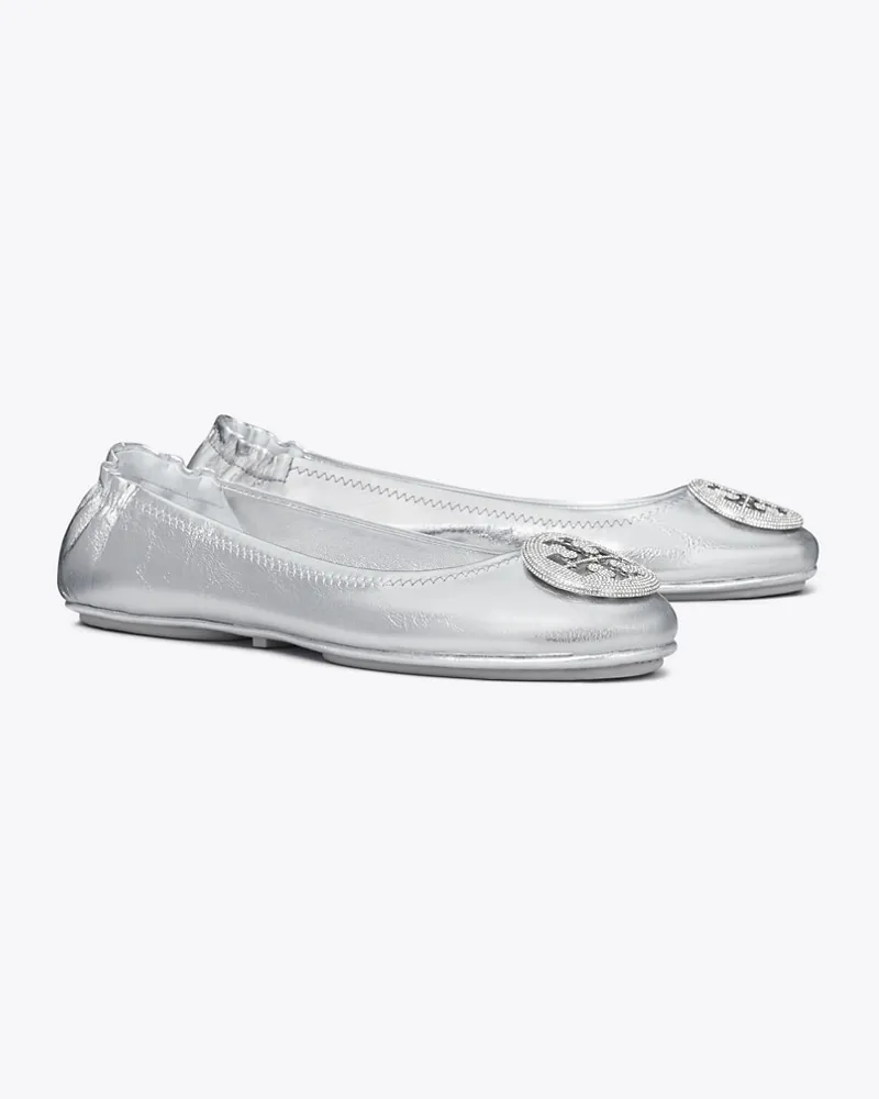 Tory Burch Damen Minnie Reiseballerina Silver
