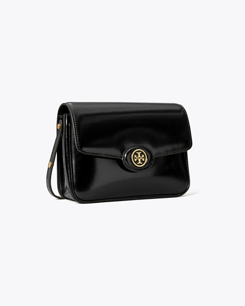 Tory Burch Damen Wandelbare Robinson Schultertasche aus Spazzolatoleder in Schwarz Black