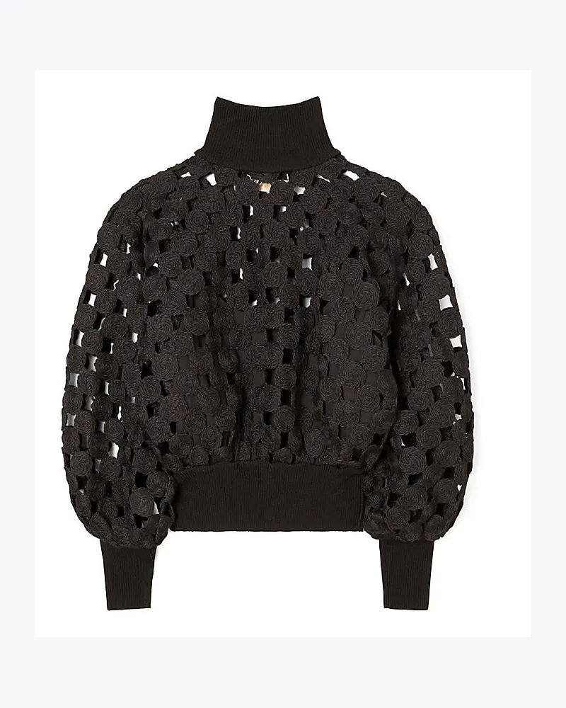 Tory Burch Wolltop Mit Guipure-Spitze Black