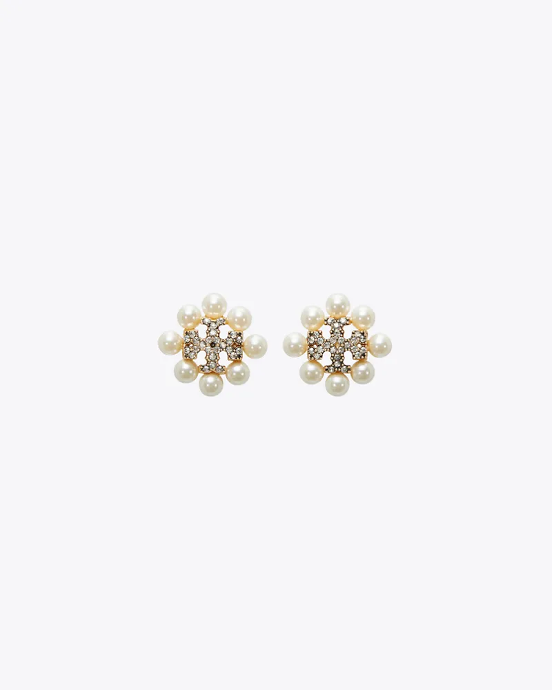 Tory Burch Damen Moondance Pearl and Pavé Stud Earrings Tory
