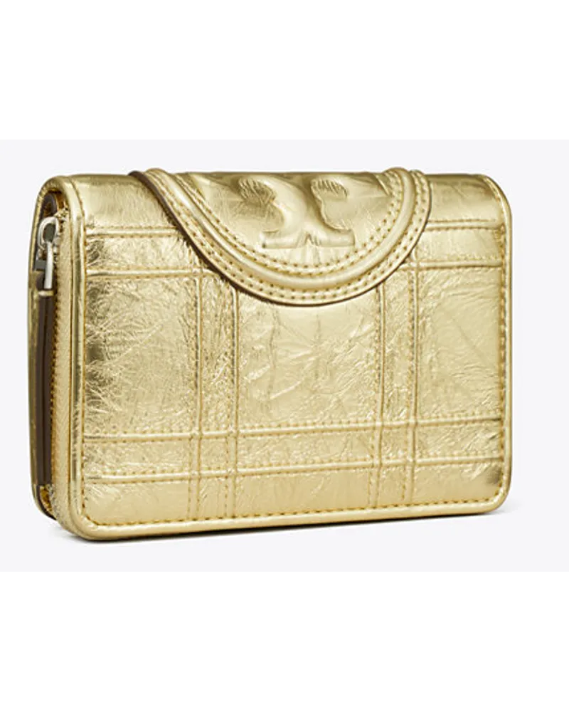 Tory Burch Fleming Soft Metallic Bi-Fold Wallet Gold