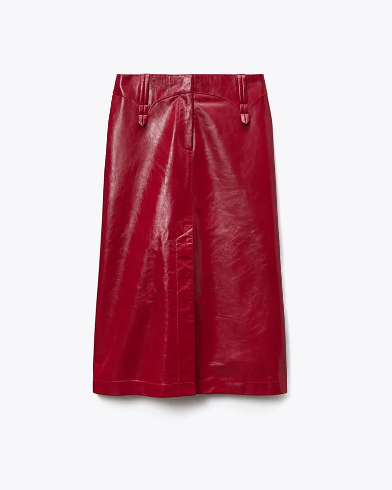 Tory Burch Damen Rock aus Leder Rouge