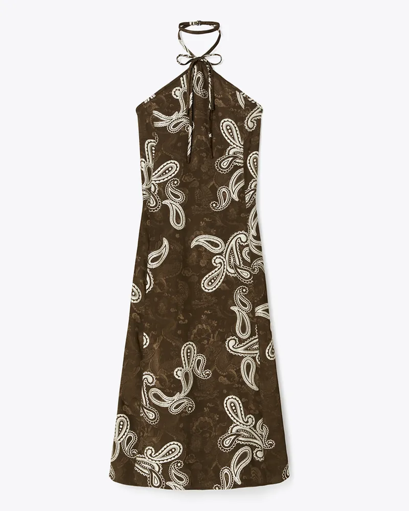 Tory Burch Damen Neckholder-Kleid aus Satin Rich