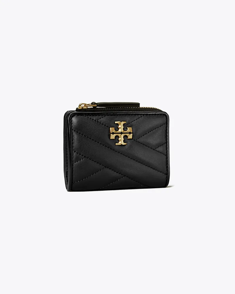 Tory Burch Damen Gefaltete Kira Geldbörse mit Chevron-Steppung Black