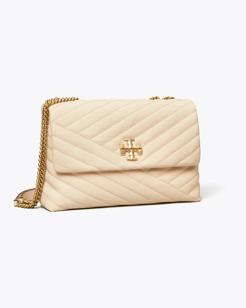 Tory Burch Damen Wandelbare Kira Schultertasche mit Chevron-Steppung in Weiß New
