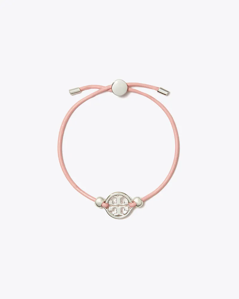 Tory Burch Damen Icon Armband mit Schiebeverschluss in Silber/Pink Tory