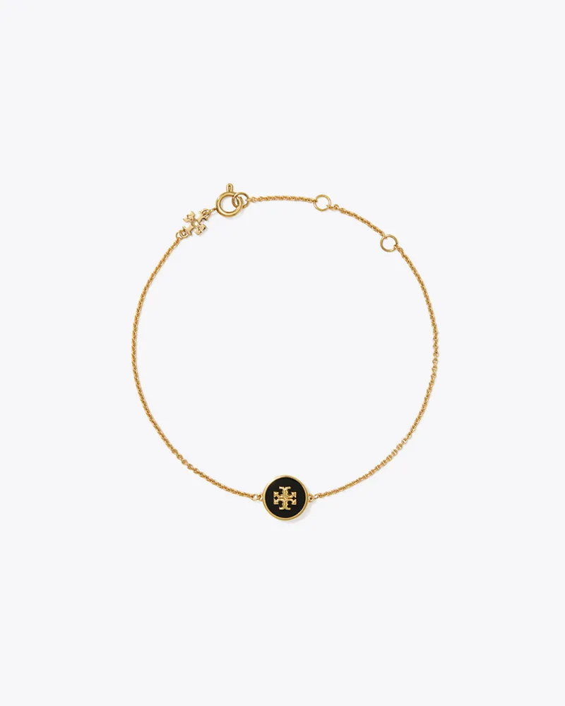 Tory Burch Damen Icon Gliederarmband mit Emaille in Gold/Schwarz Tory