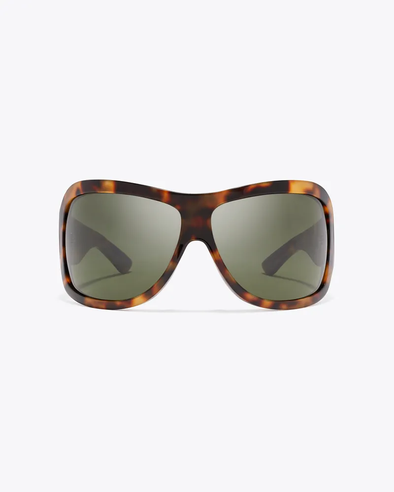 Tory Burch Damen Runway Wrap Sunglasses Tortoise