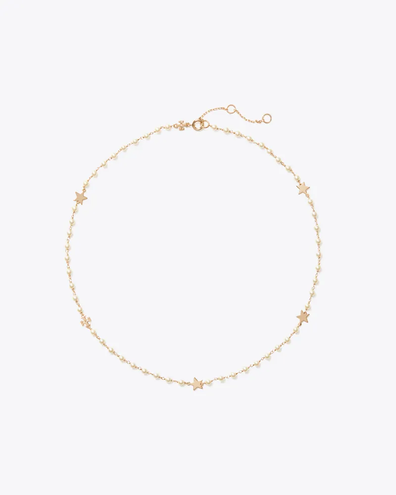 Tory Burch Zarte Moondance Halskette mit Perlen und Sternen Tory
