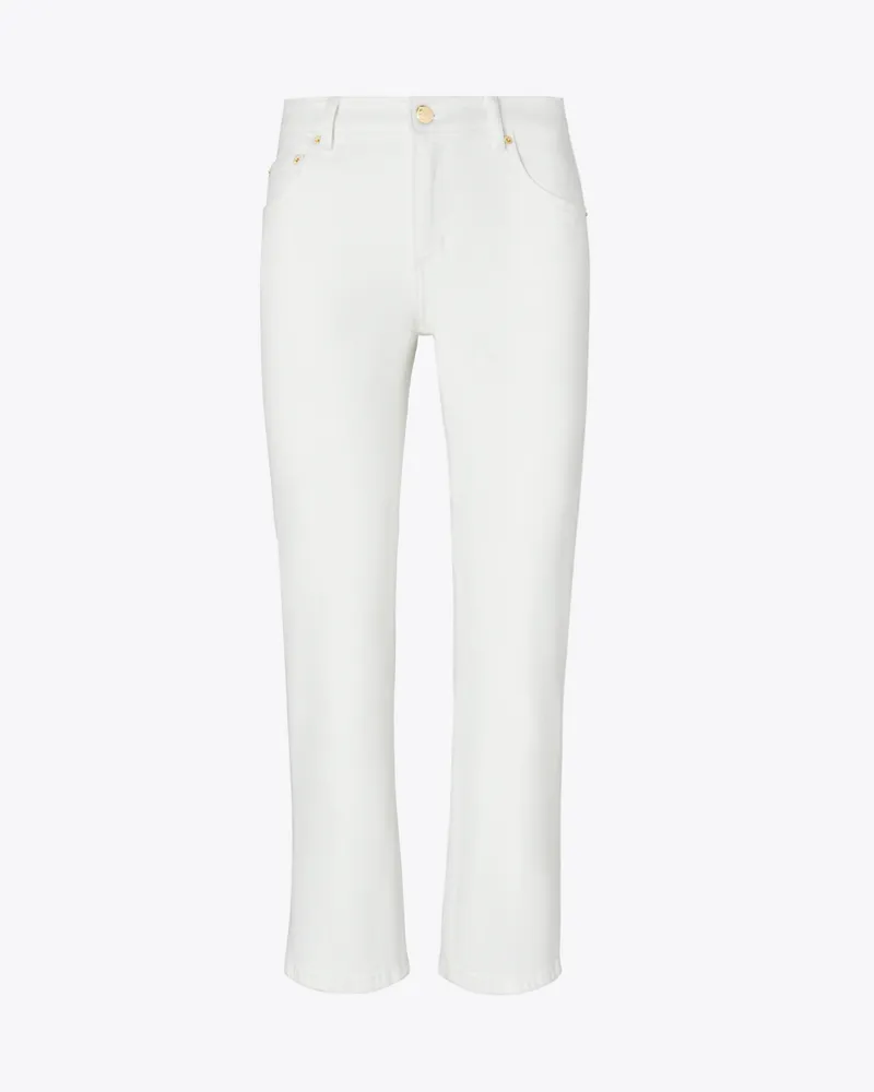 Tory Burch Damen Ausgestellte Denim-Jeans White