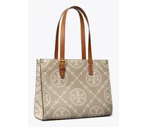 Small T Monogram Contrast Embossed Tote