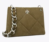 Damen Kleine Kira Schultertasche aus Wildleder mit Rautensteppung