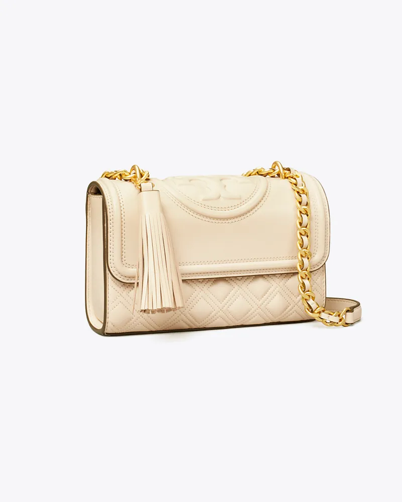 Tory Burch Damen Kleine, wandelbare Fleming Schultertasche in Weiß New