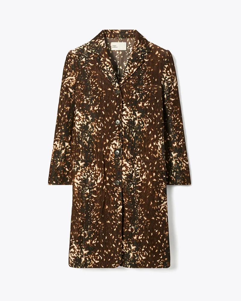 Tory Burch Damen Cotton Velvet Coat Chocolate