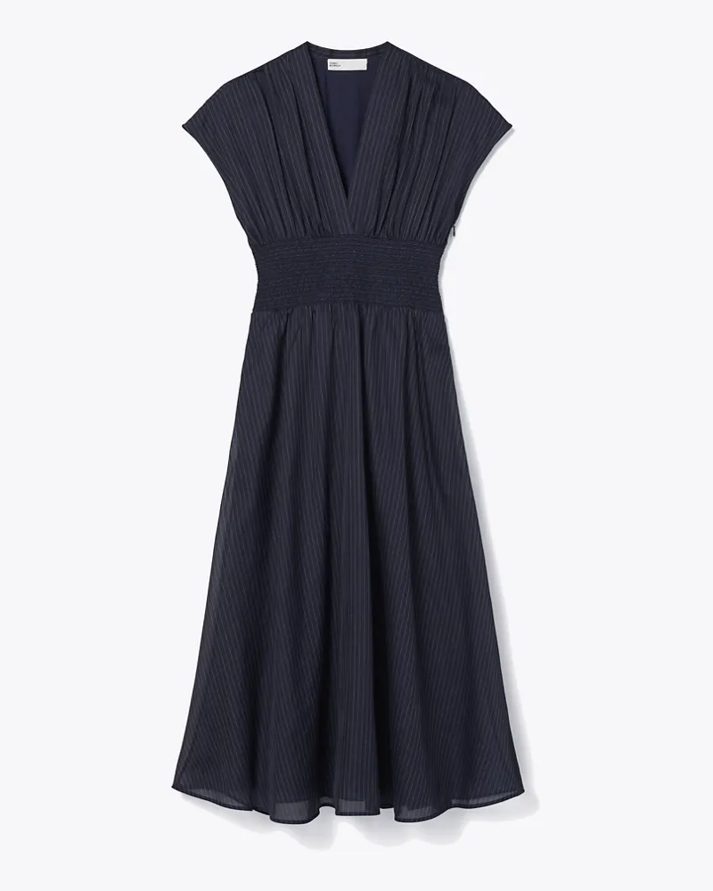 Tory Burch Damen Gestreiftes Baumwollkleid Navy