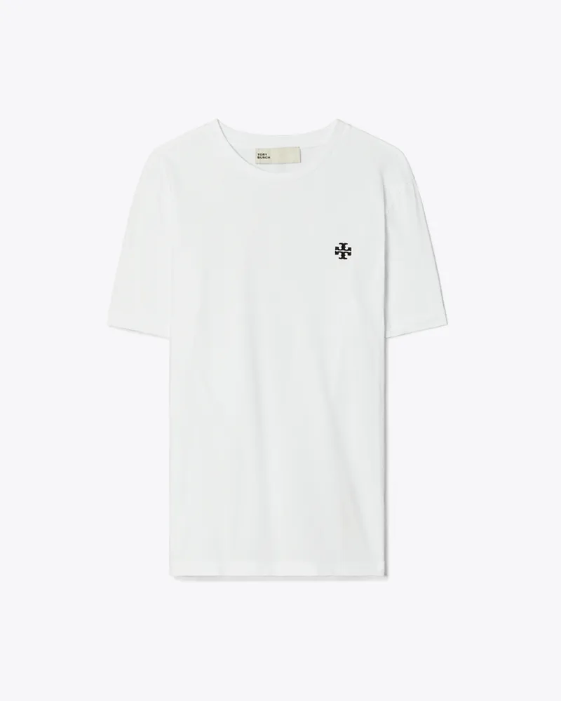 Tory Burch Damen T-Shirt mit gesticktem Logo White