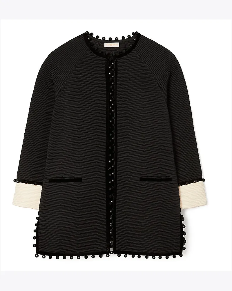 Tory Burch Jacquardmantel Mit Chevron-Steppung Black