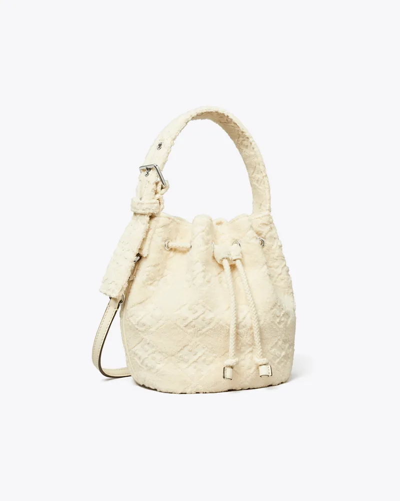 Tory Burch Damen T Monogram Terry Mini Bucket Bag Pearl