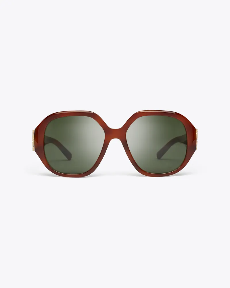 Tory Burch Runde Eleanor Oversize-Sonnenbrille Amber