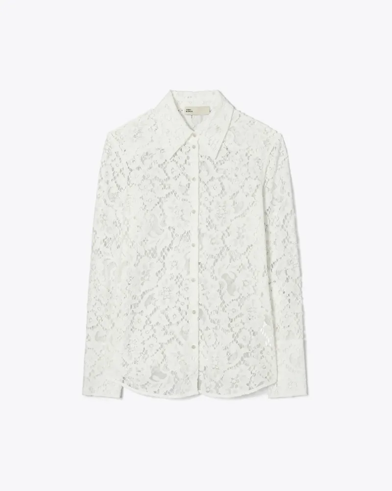 Tory Burch Damen Spitzenhemd mit Manschetten White