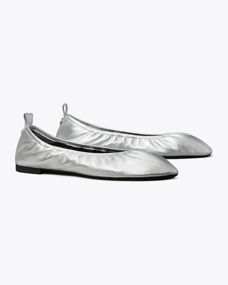 Tory Burch Damen Eddie Ballerina Silver