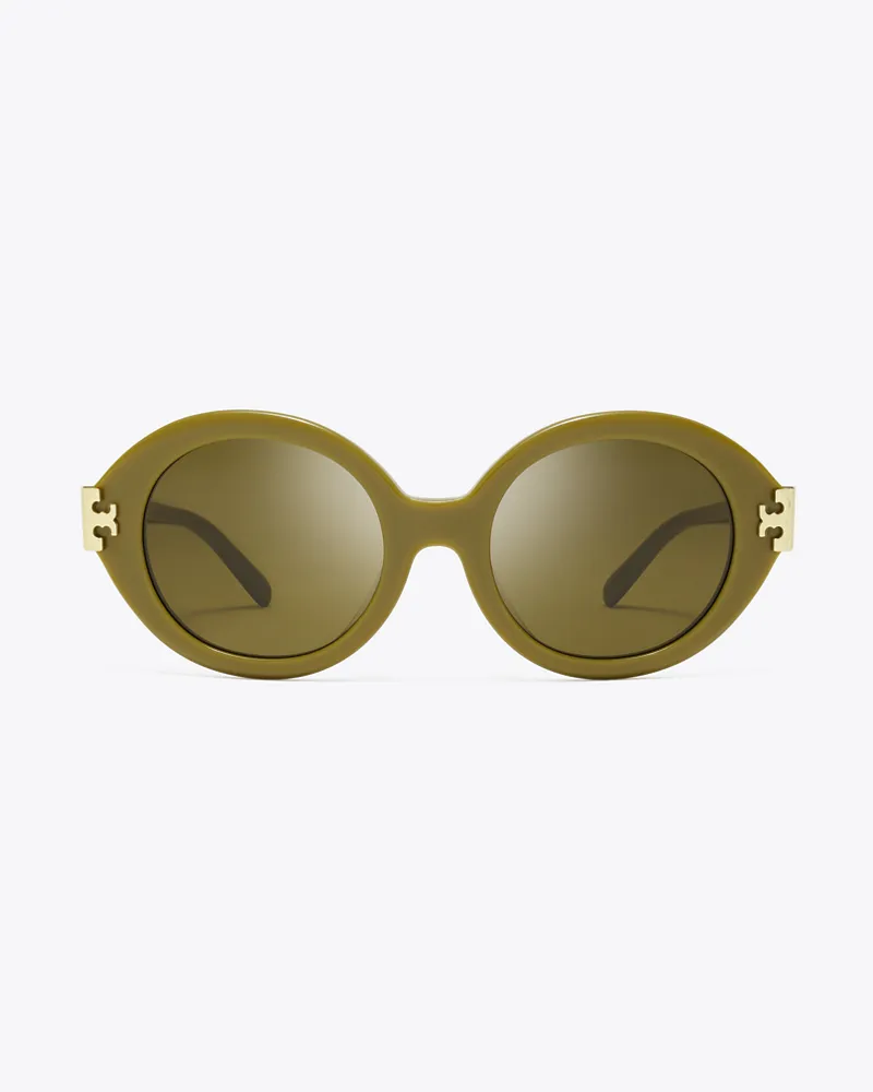 Tory Burch Damen Eleanor Oval Sunglasses Olive