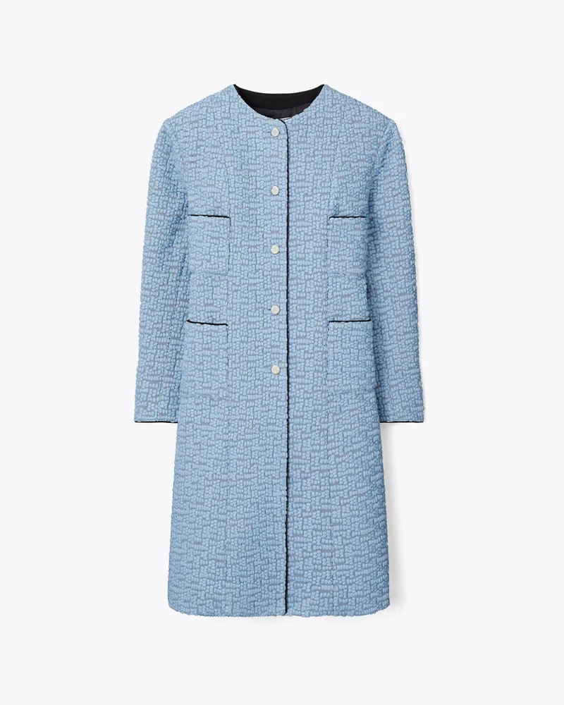 Tory Burch Bestickter Mantel aus Chiffon Blue
