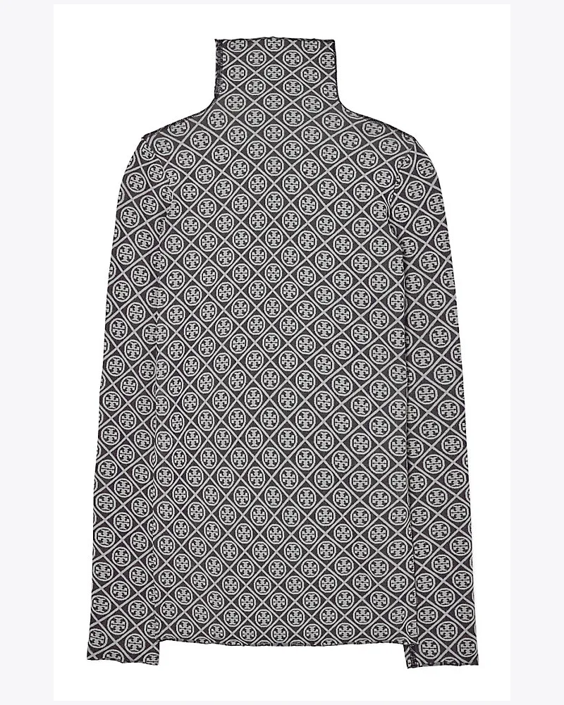 Tory Sport Jacquard Tissue-Seamless Long-Sleeve Mockneck Tory