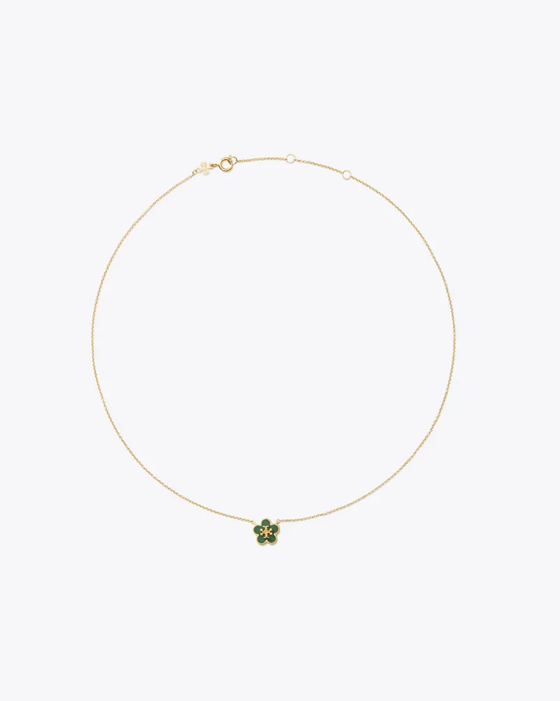 Tory Burch Damen Forget Me Not Halskette mit Blumenanhänger aus Emaille Tory