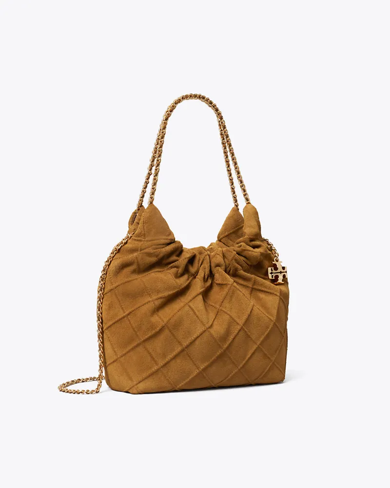 Tory Burch Damen Mini Fleming Hobo Bag aus weichem Wildleder Chicory