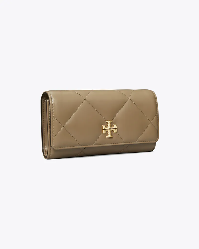 Tory Burch Damen Kira Geldbörse mit Rautensteppung und Umschlag Taupe