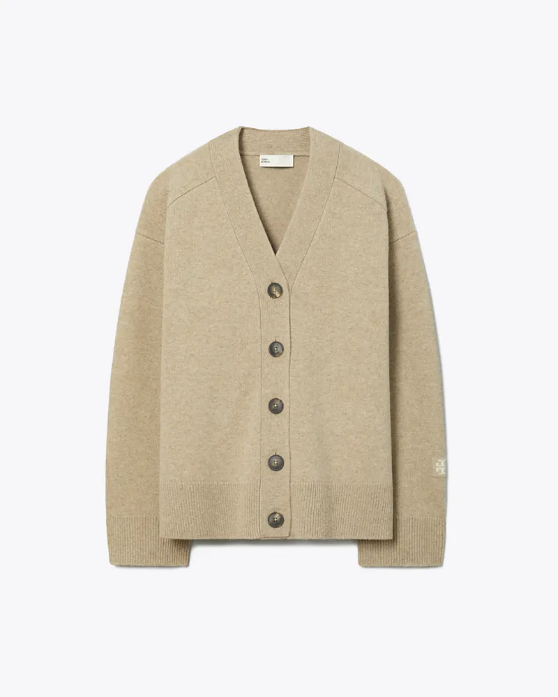 Tory Burch Damen Strickjacke aus Wolle und Jacquard Oatmeal