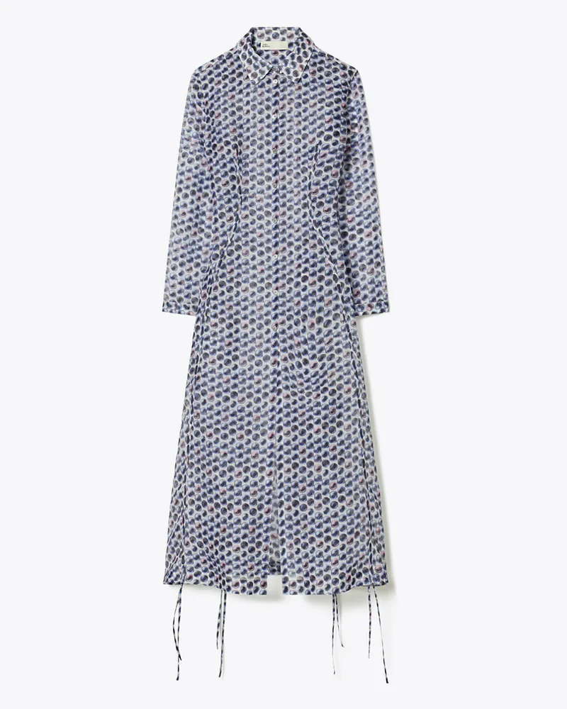 Tory Burch Damen Hemdkleid aus Seidenorganza Blue
