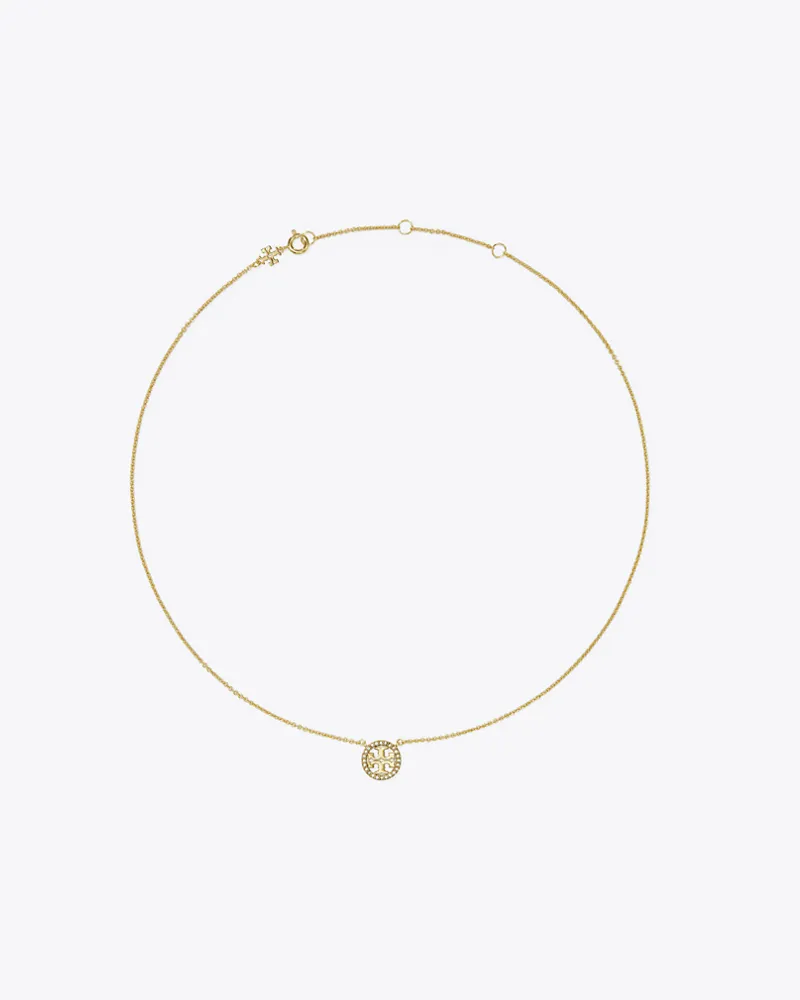 Tory Burch Damen Feine Miller Halskette mit Pavé-Logo in Gold Tory