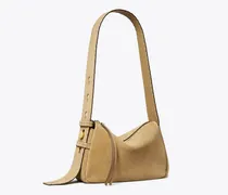 Damen Kleine Romy Schultertasche aus Wildleder mit Heftnaht