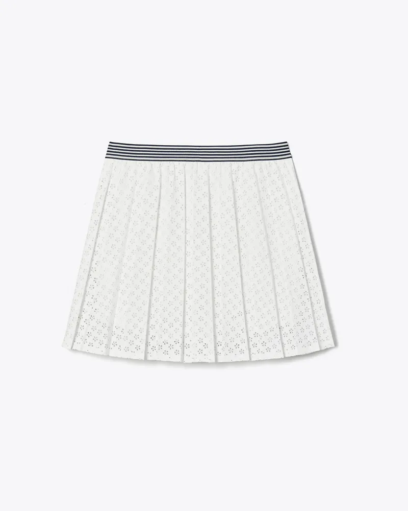 Tory Burch Damen Lasergeschnittener Tennisrock mit Falten in Weiß Snow
