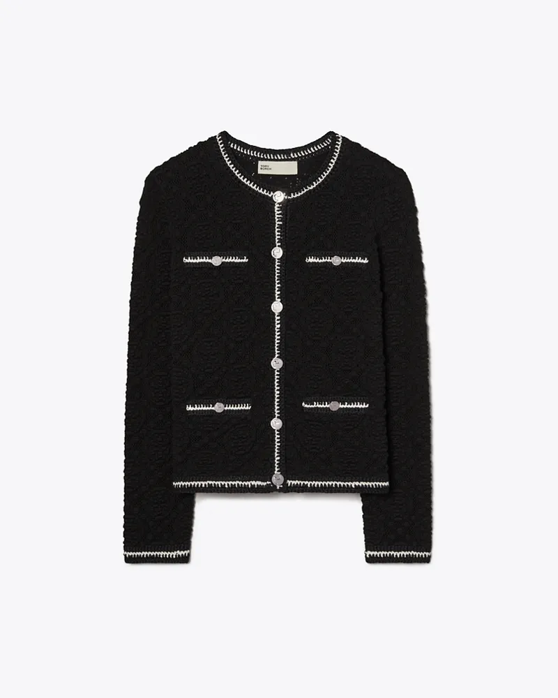 Tory Burch Damen Kendra Cardigan mit Logospitze Black