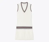 Damen Performance-Tenniskleid mit V-Ausschnitt in Weiß