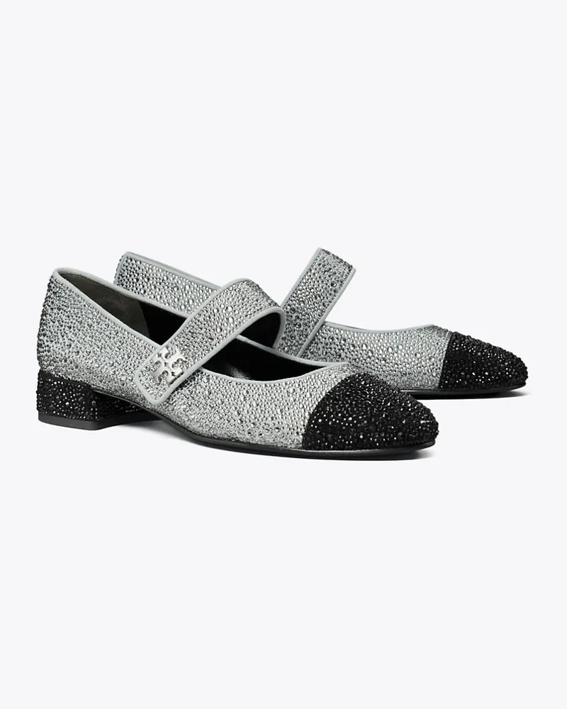 Tory Burch Damen Cap-Toe Crystal Mary Jane Gray