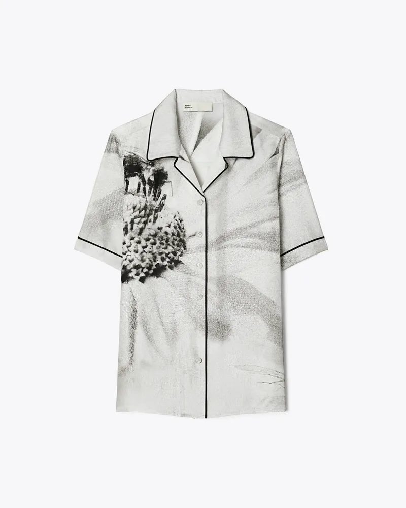Tory Burch Damen Camp Shirt aus Seide Gray