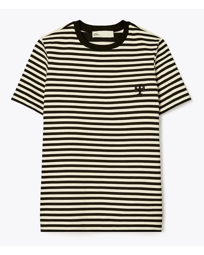 Tory Burch Embroidered Logo T-Shirt Black