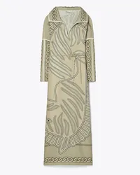 Tory Burch Print Linen Tunic Khaki