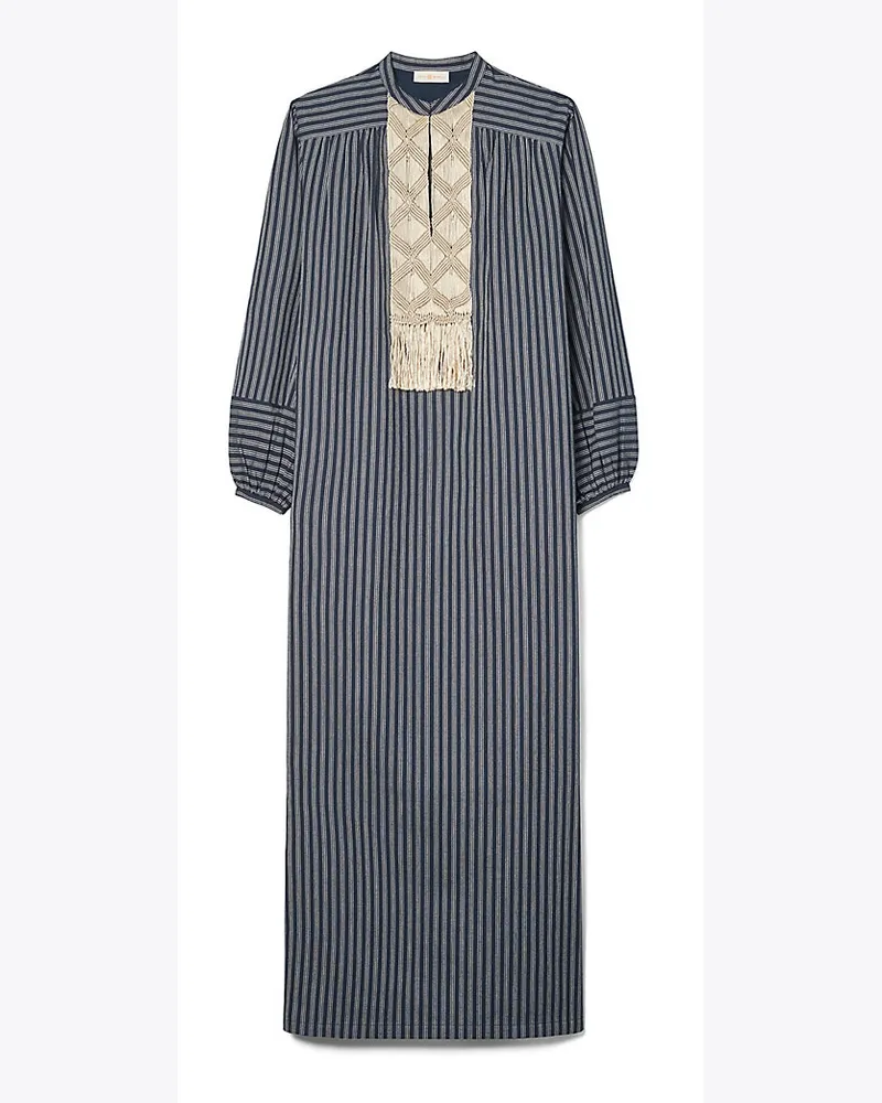 Tory Burch Gestreifter Makramee-Kaftan Navy