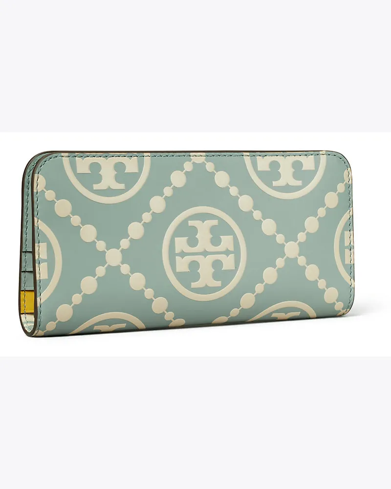 Tory Burch Kontrastierend Geprägte, Schmale Geldbörse Mit Reißverschluss Und T-Monogramm 
