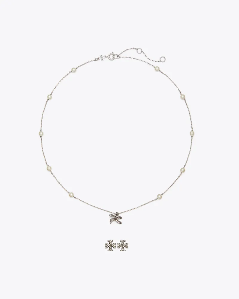 Tory Burch Moondance Geschenkset aus Halskette mit Anhänger und Ohrringen Tory