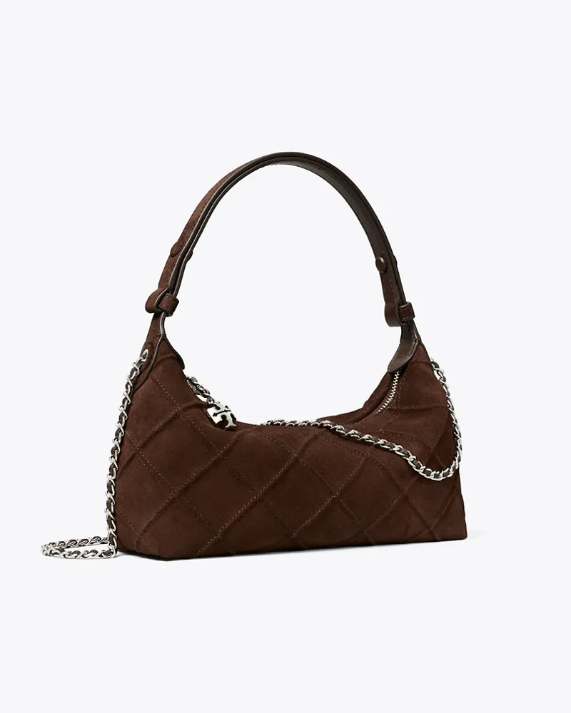 Tory Burch Damen Fleming Pochette aus Wildleder Dark