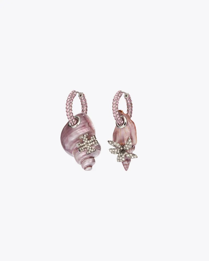 Tory Burch Damen Curiosity Shell Hoop Earrings Purple